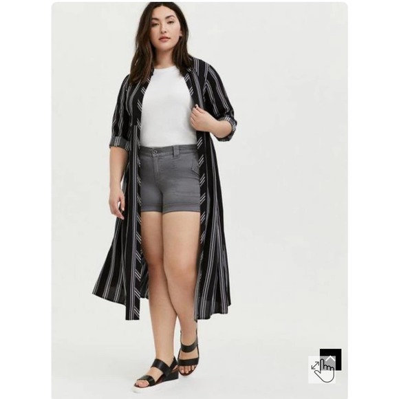 TORRID Open Front Challis Striped Maxi Kimono Duster - Picture 1 of 16